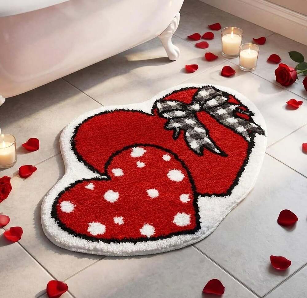 Valentine Heart-Shaped Absorbent Non-Slip Bath Mat